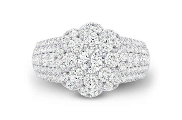 2.00ctw - Flora Five Row Wide Band - Diamond Engagement Ring - All Natural