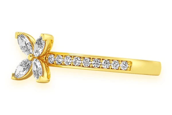 Marquise Flower Diamond Ring 14k Solid Gold 0.35ctw
