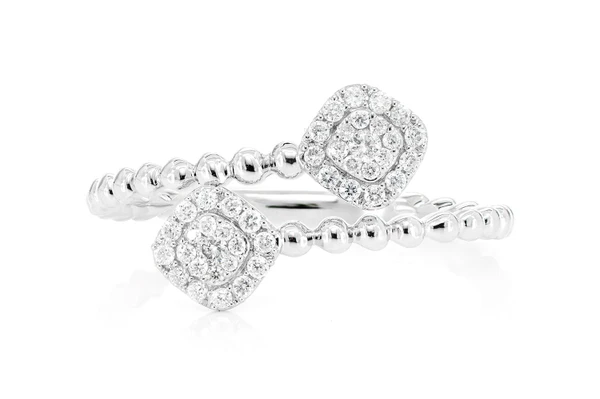 Beaded Rhombus Wrap Ring 14k Solid Gold 0.15ctw