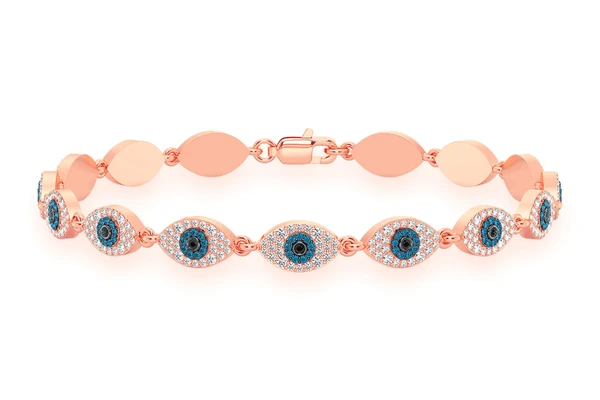 Evil Eye Eternity Diamond Bracelet 14k Solid Gold 2.45ctw