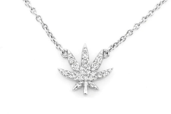 Cannabis Leaf Diamond Pendant 14k Sold Gold 0.10ctw