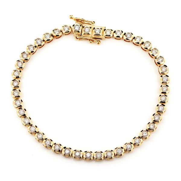 Square Diamond Bezel Diamond Link Bracelet 14k Solid Gold 1.30ctw 