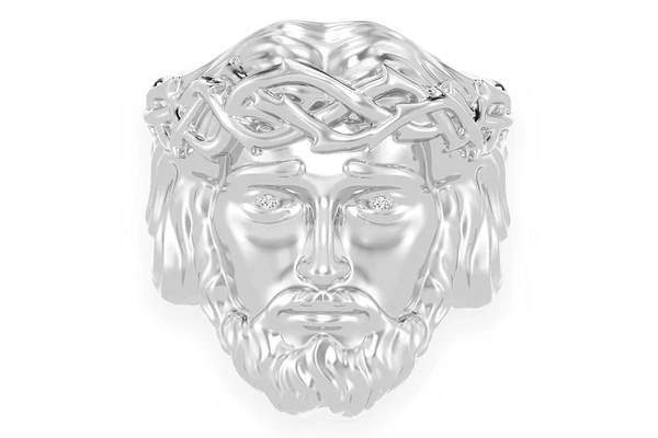 Jesus Diamond Ring 14k Solid Gold 0.02ctw