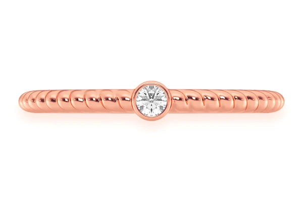  Round Bezel Rope Diamond Ring 14k Solid Gold 0.05ctw