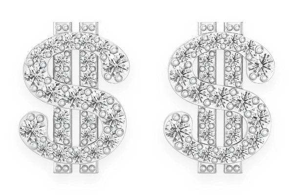 Us Dollar Sign Stud Diamond Earrings 14k Solid Gold 0.35ctw