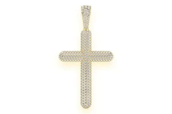 Bubbly Cross Diamond Pendant 14k Solid Gold 8.50ctw