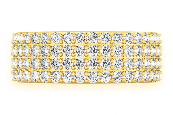  Four Row Round Diamond Band 14k Solid Gold 1.50ctw