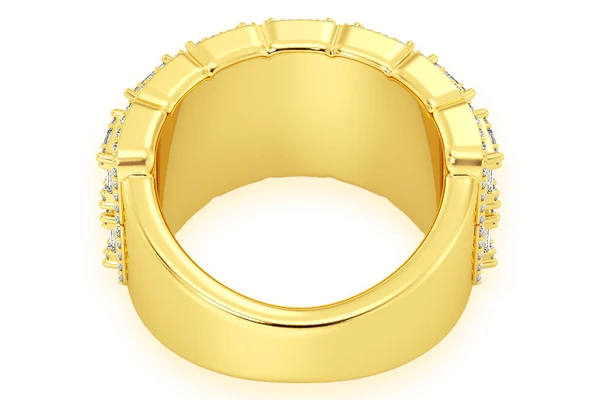 Two Row Baguette Border Diamond Ring 14k Solid Gold 2.25ctw