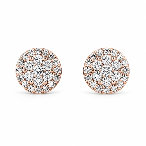 Halo Flower Stud Earrings 14k   1.50ctw