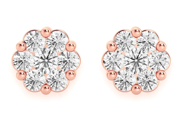 0.25ctw Flower Stud Diamond Earrings 14k Solid Gold