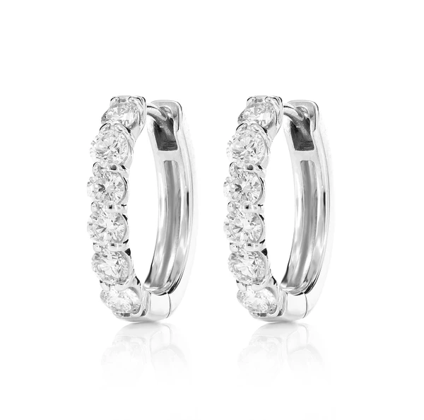 10pt Diamond Hoop Earrings 14k Solid Gold 1.00ctw
