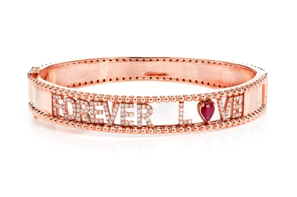 Forever Love Diamond And Ruby Bracelet 14k Solid Gold 