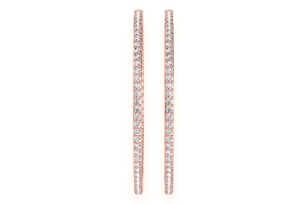 Large Inside Out Hoop Diamond Earrings 14k Solid Gold 4.00ctw