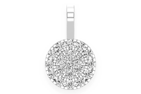 Round Two Tier Halo Diamond Pendant 14k Solid Gold 1.00ctw