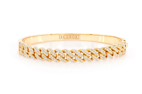 Large Cuban Bangle Bracelet 14k   1.50ctw