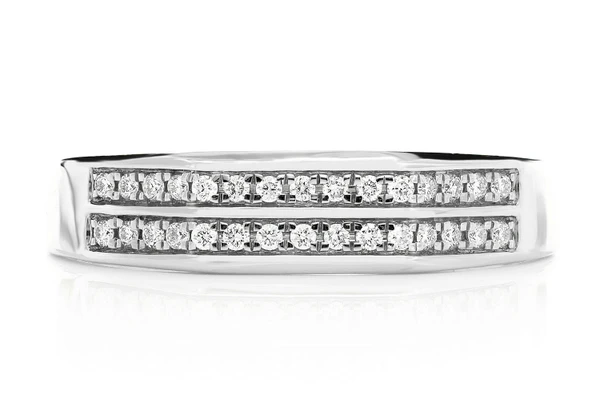 Two Row Channel Set Diamond Band Ring 14k Solid Gold 0.12ctw 