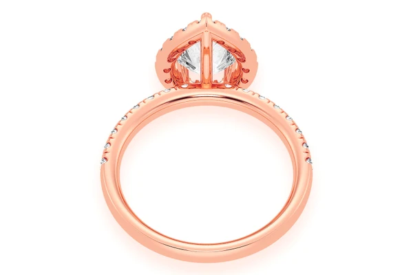 Thav - 1.00ct Pear Solitaire - Scallop Halo One Row - Diamond Engagement Ring - All Natural