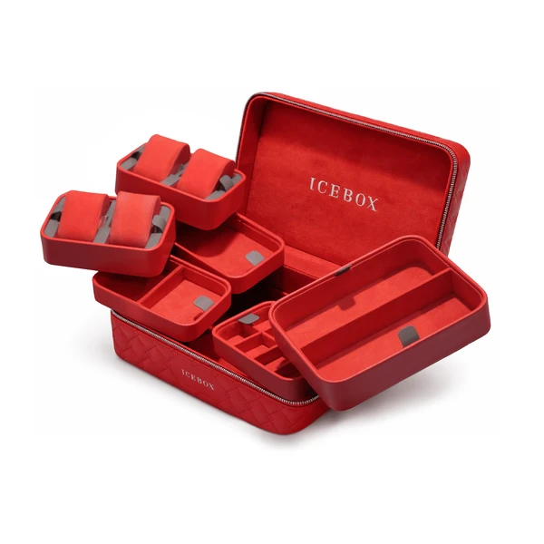Icebox Leather World Traveler Jewelry Case - 4 Watches