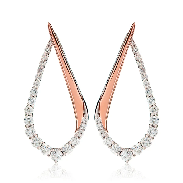 Diamond Half Graduated Tear Earrings 14k Solid Gold 0.45ctw