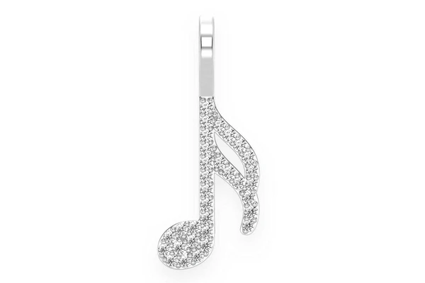 Semiquaver Music Note Diamond Pendant 14k Solid Gold 0.15ctw