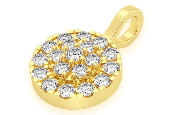 Round Two Tier Halo Diamond Pendant 14k Solid Gold 1.75ctw