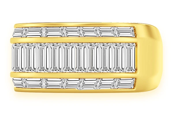 Baguette Channel Diamond Ring 14k Solid Gold 2.50ctw