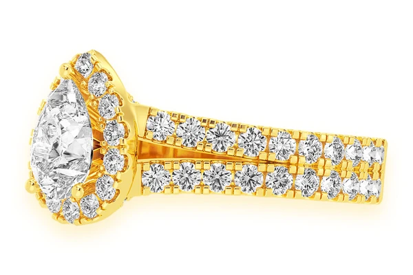 Sphinx - 1.00ct Pear Solitaire - Two Row Split Scallop - Diamond Engagement Ring - All Natural