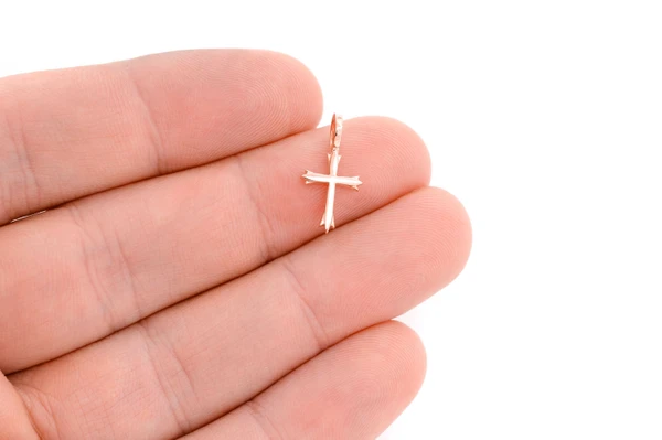 Triple Point Cross 14k Solid Gold