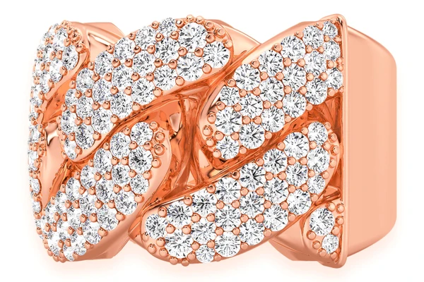 Super Miami Cuban Diamond Ring 14k Solid Gold 2.50ctw