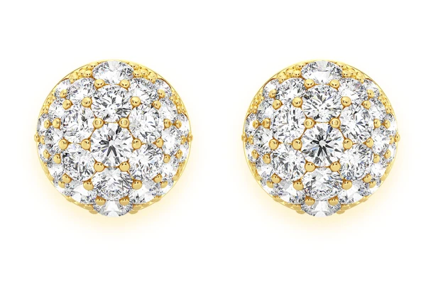 Dome Diamond Earrings 14k Solid Gold 0.45ctw