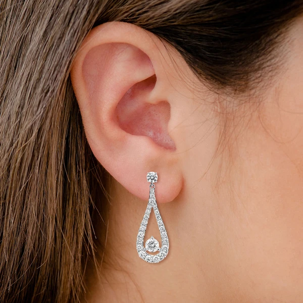 Round Solitaire Teardrop Dangle Earrings 14k Solid Gold 1.80ctw