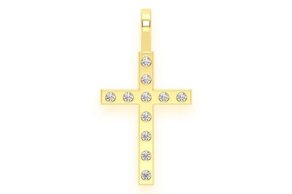Cross Diamond Pendant 14k Solid Gold 0.35ctw