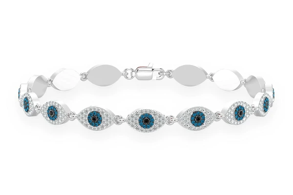 Evil Eye Eternity Diamond Bracelet 14k Solid Gold 2.45ctw