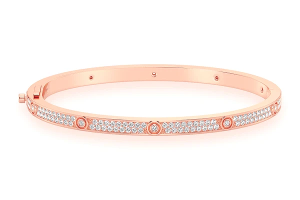 Thin Signature Eternity Diamond Bangle 14k Solid Gold 2.35ctw
