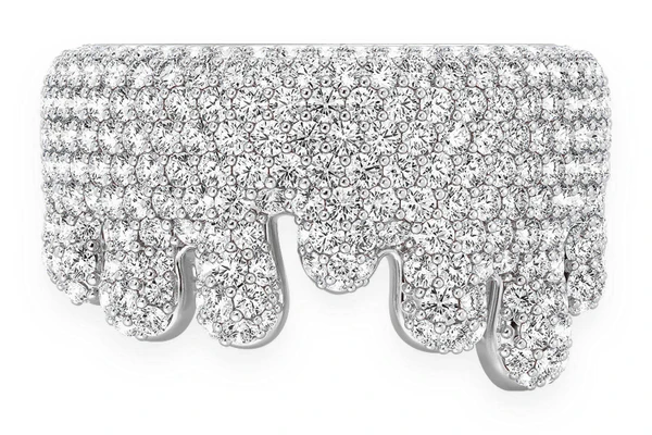 Dripping Bubbly Diamond Ring 14k Solid Gold 2.60ctw