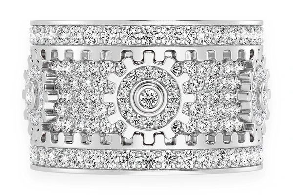 Super Fidget Gear Diamond Ring 14k Solid Gold 5.50ctw