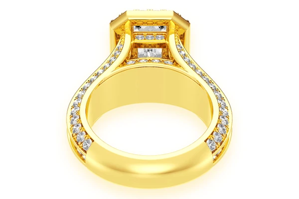 Monst - 2.00ct Emerald Cut Solitaire - Halo Fancy Shank - Diamond Engagement Ring - All Natural Vs Diamonds