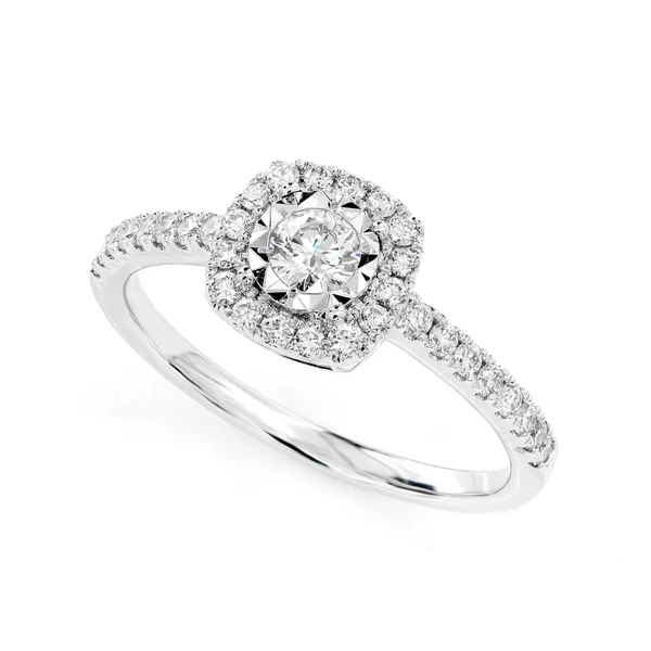 0.35ctw Miracle Set Cushion Halo - Diamond Engagement Ring - All Natural 