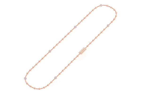 Diamond Bead Rosary Chain 14k Solid Gold 2.75ctw