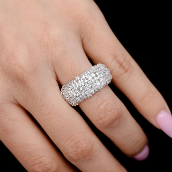 Diamond Spike Wide Band Ring 14k Solid Gold 3.00ctw