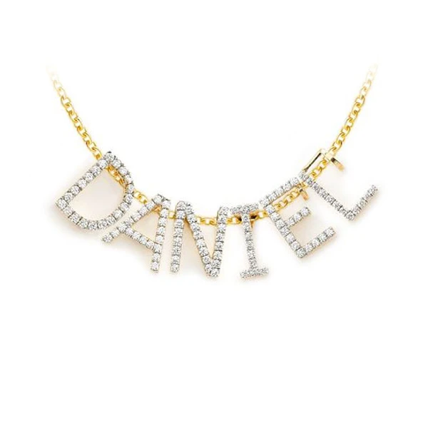 Letters & Numbers Diamond Pendant 14k Solid Gold .10ctw