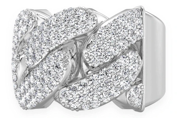 Super Miami Cuban Diamond Ring 14k Solid Gold 2.50ctw