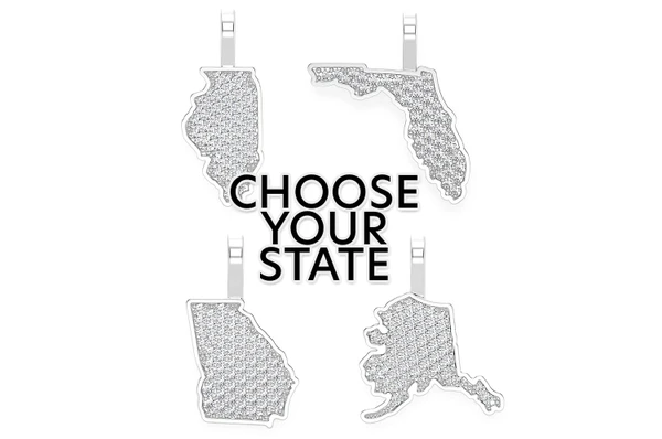 Choose Your State Diamond Pendant 14k Solid Gold 0.20ctw