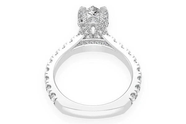 Thinn - 2.00ct Pear Solitaire - Single Row Scallop - Diamond Engagement Ring - All Natural