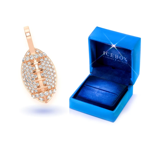 American Football Diamond Pendant 14k Solid Gold 0.40ctw
