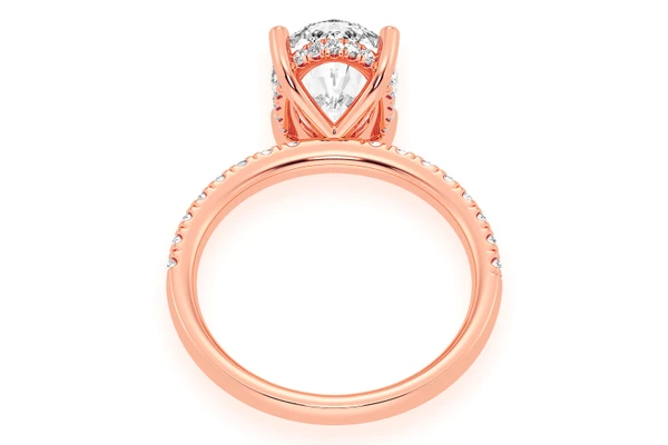 Thinn - 3.00ct Oval Solitaire - One Row Under Halo - Diamond Engagement Ring - All Natural Vs Diamonds