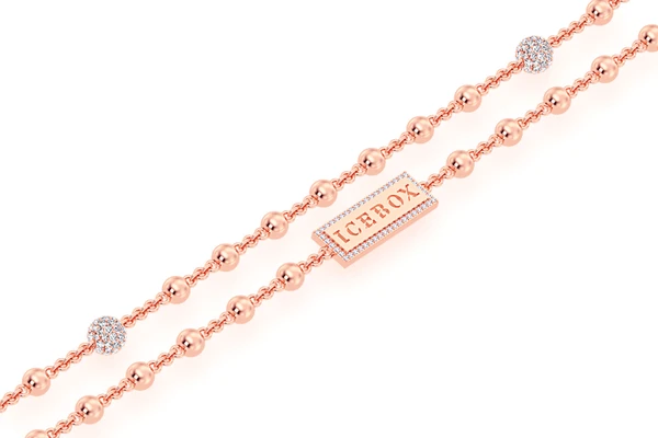 Diamond Bead Rosary Chain 14k Solid Gold 2.75ctw