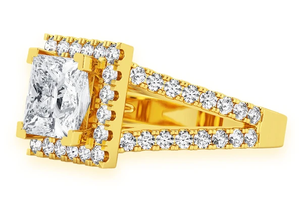 Sphinx - 2.00ct Princess Cut Solitaire - Split Shank Halo - Diamond Engagement Ring - All Natural
