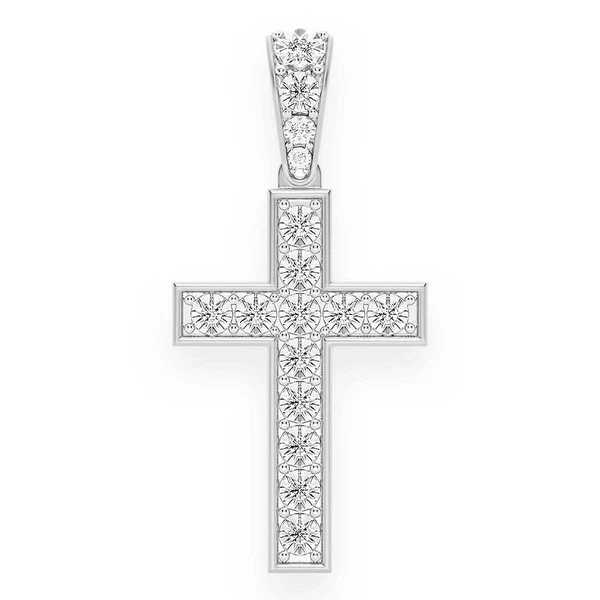 Miracle Set Cross Diamond Pendant 14k Solid Gold 0.25ctw