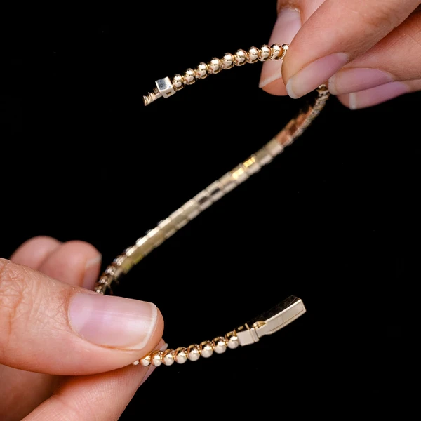 7pt Prong Set Diamond Flex Tennis Bangle Bracelet 14k Solid Gold 2.00ctw